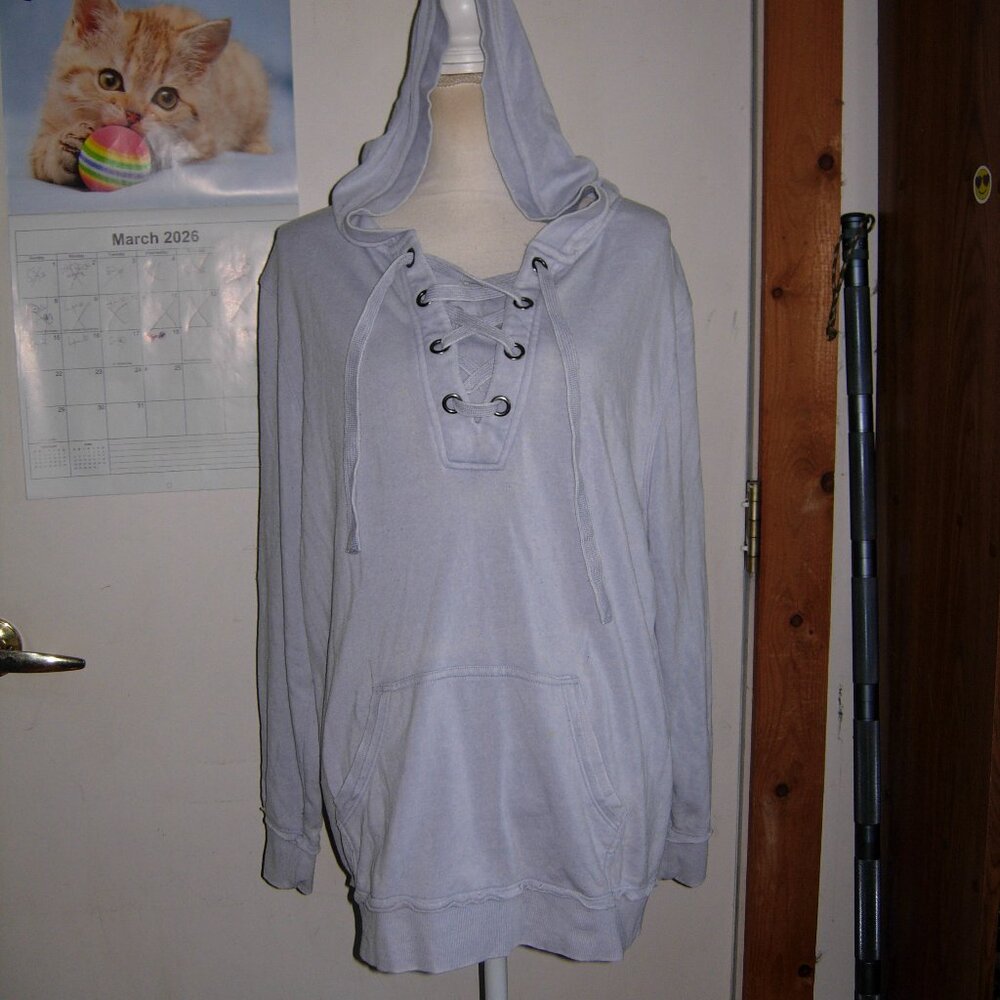 Green Tea Light Blue Lace Up Hoodie XXL